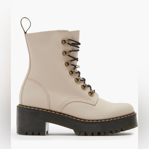 NIB $200 Dr. Martens Leona Combat Boot in Vintage Taupe Sendal -6US and 9US! - Picture 3 of 13